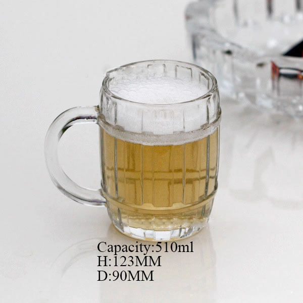 16.5oz 500ml Cheapest Soda Lime Machine Pressing Beer Glass Mug with Handle