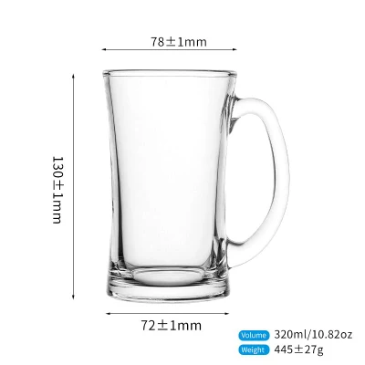 320 ml 10,8 Unzen Glasbecher mit großem Fassungsvermögen und Henkel